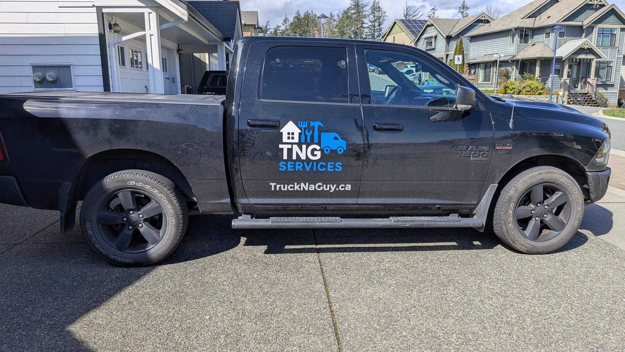 Black pickup truck ready for service