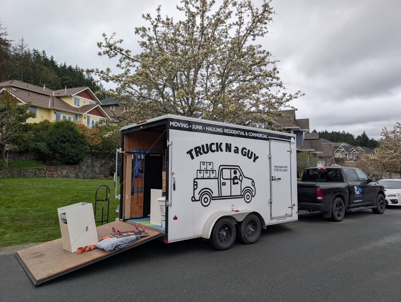 White trailer during a move
